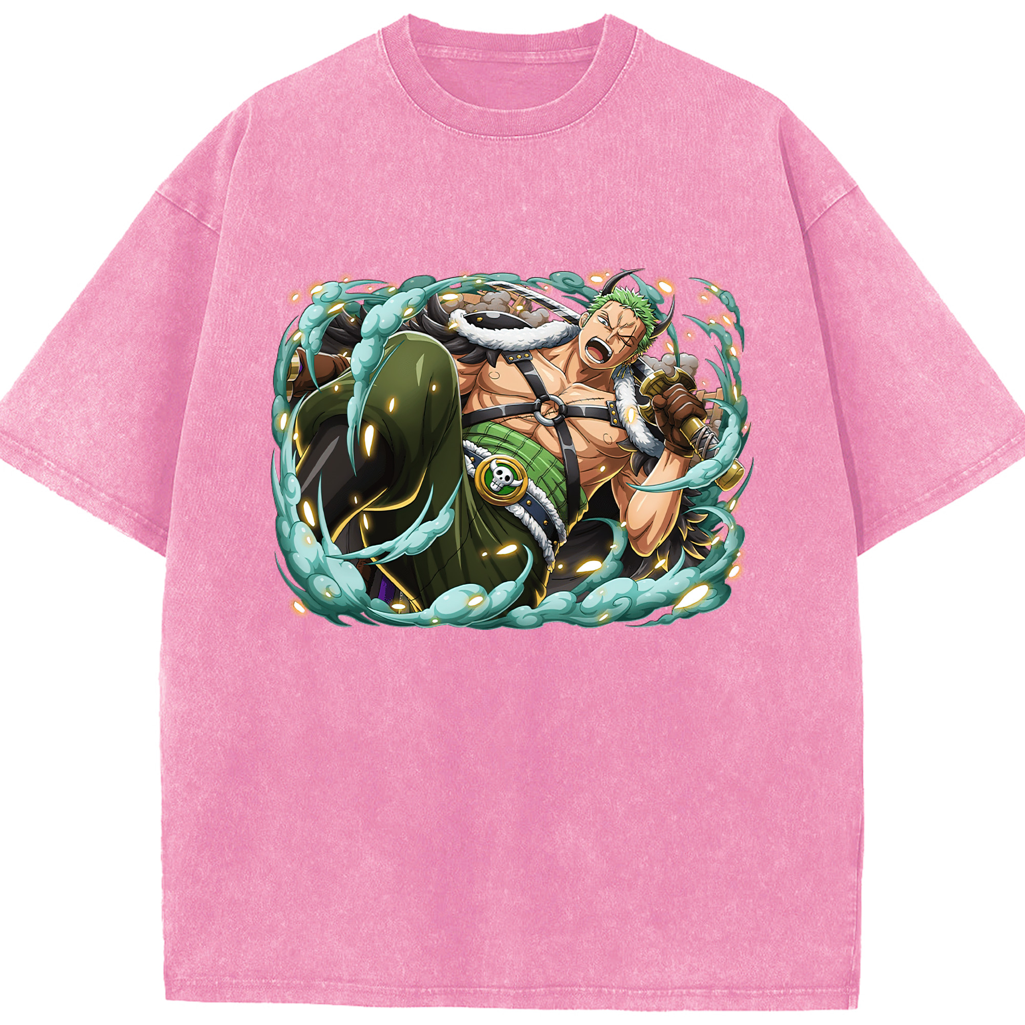 ワンピース ロロノア・ゾロ ONE PIECE Roronoa Zoro 綿100% ヴィンテージ風 半袖Tシャツ（フロントプリント）